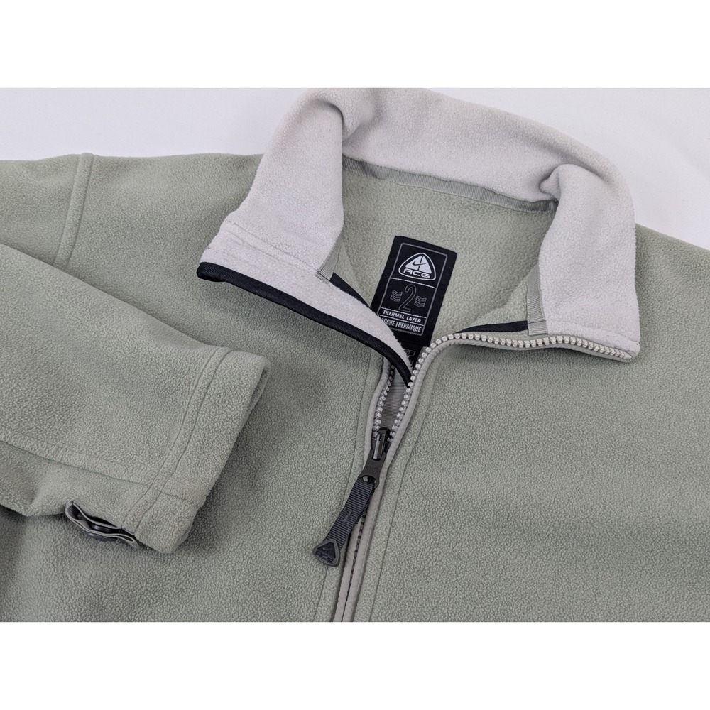 Nike‎ ACG Jacket Fleece Womans Medium Thermal Fit 2 Snow Green Packable Zip Up